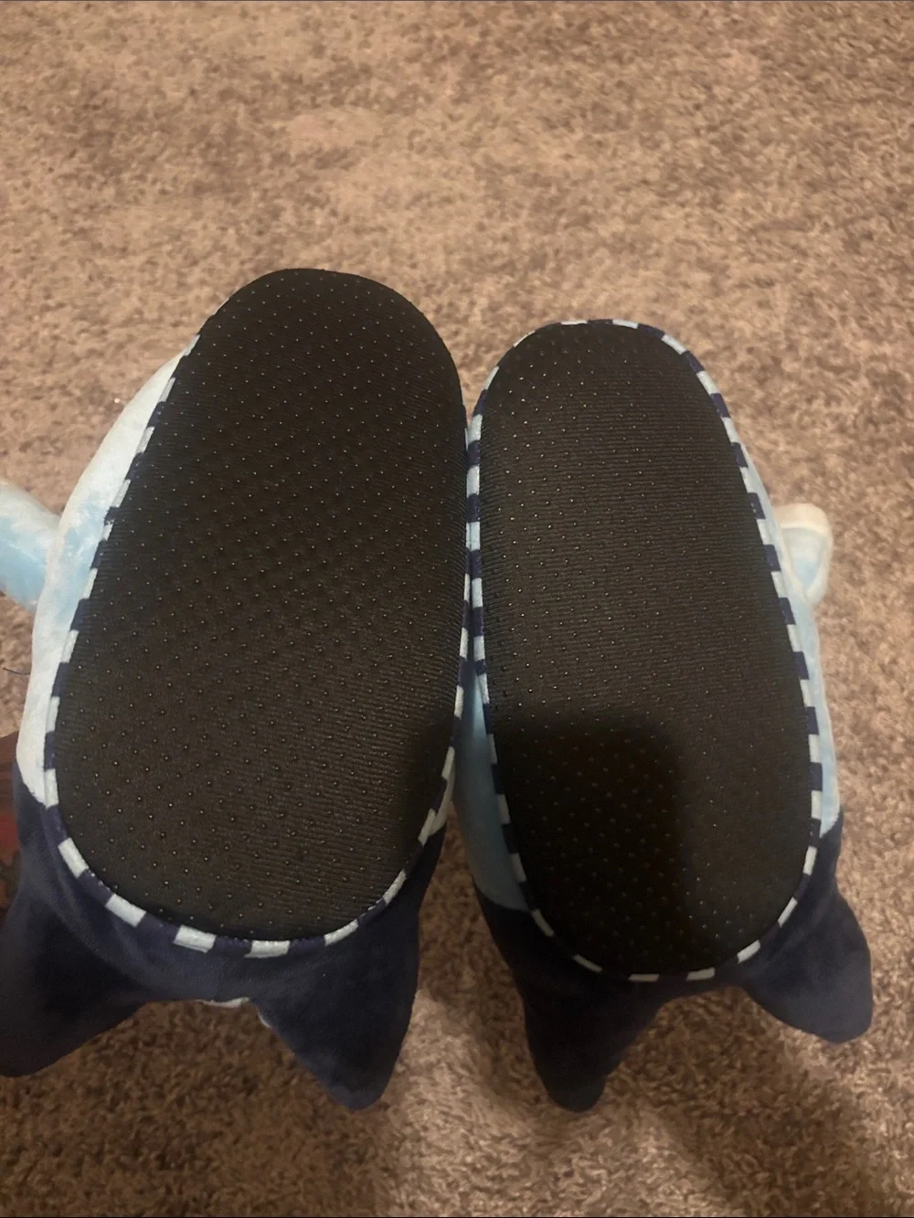 Kids Blue Plush Animal Slippers - Soft Cozy Indoor Shoes